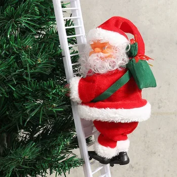 Música De Natal, Papai Noel Elétrica Subir Escada Decoração De Suspensão De Enfeites De Árvore De Natal Linda Engraçado De Ano Novo, Presentes Crianças