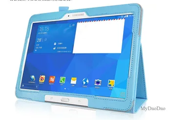 Capa Case Para Samsung Galaxy Tab 4 10.1 T530 T531 SM-T530 Suporte articulado de Lichia Estilo PU Couro Smart Proteção Tablet Capa+Película
