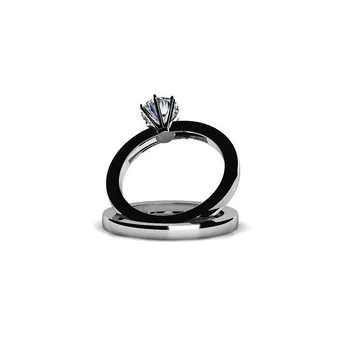 ANZIW Nova Chegada Clássico Designer Quilate SONA Anéis de Noivado Conjuntos para as Mulheres Sólida Prata 925 Esterlina, Anel de Casamento Jóias