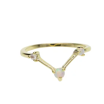 Da cor do ouro forma de V, letra V opala jóias minimalista fina banda de moda elegante empilhável mulheres do sexo feminino jóias anéis de ouro cheio