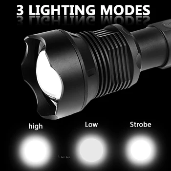 Mais Potente Lanterna Led XHP70.2 CREE da Luz Usb Zoom Tático Tocha 18650 Ou 26650 Bateria Recarregável Melhor Acampamento ao ar livre