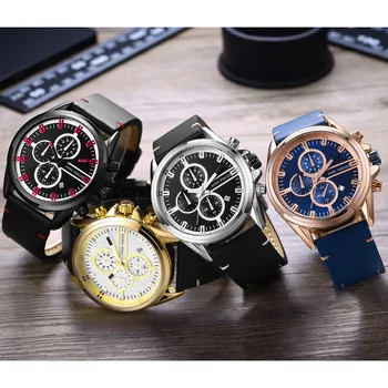 MINIFOCUS Homens Watche de Negócios dos Homens de Moda relógio de Pulso de Couro de Quartzo Relógio Desportivo Multifunções, Masculino Relógio Relógio Masculino