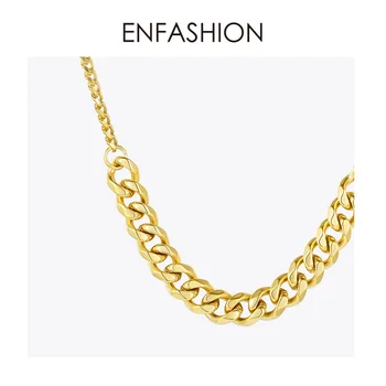 ENFASHION Cadeia de Ligação do Pingente do Mulheres de Aço Inoxidável da Cor do Ouro Gargantilha Colares de Jóias de Moda Collares 2020 P203078