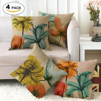 Sofá decorativo fronha planta da série fronha sala de estar flores decorativas de frutas impresso linho pillowcase450x450mm