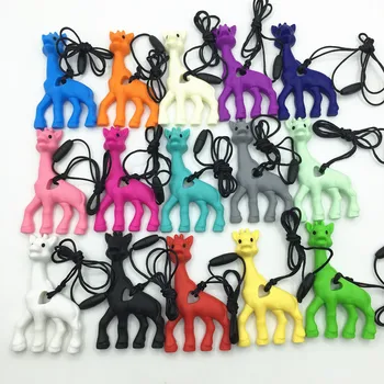 NOVO! 5pcs/muita Mistura de cores de Silicone girafa dentição pingente do BPA LIVRE de silicone de enfermagem-Brinquedo de silicone Girafa teether