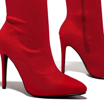 Nova marca de Sapatos femininos Mulher de Preto Vermelho Tamanho Grande 35-43 Sobre O Joelho Botas Fino Salto Alto de Festa Sexy Botas Botas De Mulher 2020
