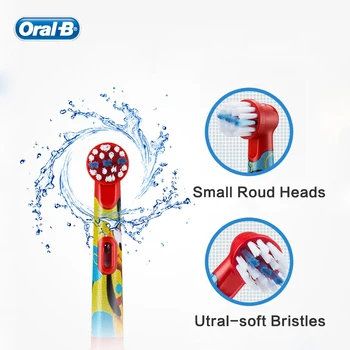 Oral B Crianças a Escova de dentes Elétrica Cabeças Congeladas Utral Macia Escova de Dente Rodada Cabeças Cabeças de Escova de 4 hedas para 3+ Crianças