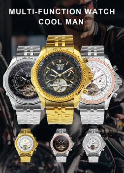 JARAGAR o Relógio de Ouro de Homens Automática Militar Relógios de Pulso da Marca Top de Luxo Cinta de Aço Inoxidável relojes hombre 2020 modernos Presente