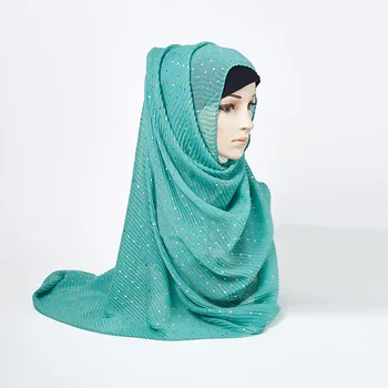 Moda das Mulheres Muçulmanas de Chiffon Hijab bolinhas lenço 2020 Nova Cor Sólida Muçulmano Xale Hijabs Feminino Estolas Tampa do Capô Véu