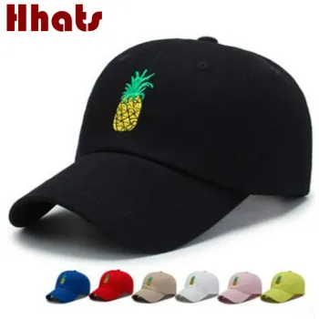 Bordado De Abacaxi Pai Hat Cap Para As Mulheres Ajustável De Algodão Frutas Mens Boné De Beisebol De Hip Hop De Verão Snapback K Pop Tampa De Esportes