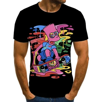 2020 Nova T-shirt de Simpson 3D Anime T-shirt Engraçada T-shirt para Homens e Mulheres Desgaste 3DT Camisa Casual Street Divertido Top de Manga Curta em 3D