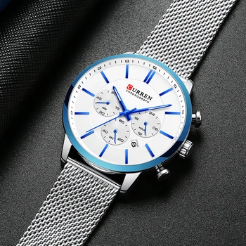 Relógio de luxo Homens de Quartzo de Negócios Relógios de Aço Inoxidável Impermeáveis Esporte Orologio Uomo Relógio Masculino CURREN Reloj Hombre