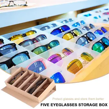 5 Slot de Papel Kraft de Óculos de Caixa de Óculos de sol de Armazenamento de Recipiente Transparente Vidros da Janela de Visualização Caso de Armazenamento Organizador para Casa