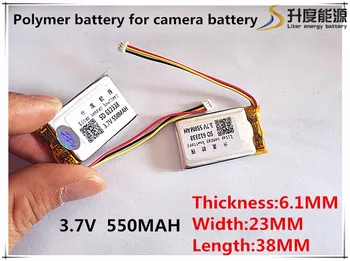 Frete grátis bateria de Polímero de 550 mah 3.7 V 612338 casa inteligente MP3 alto-falantes bateria do Li-íon para o dvr,GPS,mp3,mp4,telefone celular,alto-falante