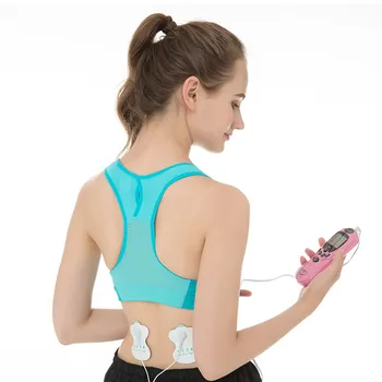Cor-de-rosa de Corpo de Digitas Massagem relaxamento Muscular Pulso Terapia Massager Dezenas de unidades Eletro Estimulador + 4pcs Snap Almofadas do Eléctrodo