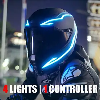 1 Pcs Motocicleta da Noite do DIODO emissor de Equitação Luzes Capacete de Moto EL Fria Luz de Piscamento Faixa Luminosa Sinal de Adesivo Universal Impermeável