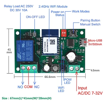 Tuya wi-Fi Smart Módulo de Relé Comutador de rede sem Fios Avançando de Modo ligent Função de Temporização Controle Remoto Smart Home