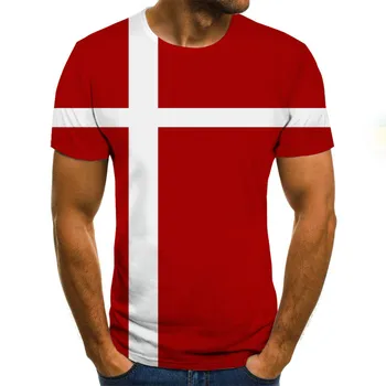 Homem T-shirt 3D bandeira de Impressão de Poliéster Spandex Tecido Casual Cool T-Shirt masculina 2020 Novo