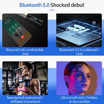 ONLIVING Q67 TWS sem Fio, Fones de ouvido Estéreo 3D Mini Fone de ouvido Bluetooth 5.0 Com Dupla Mic Esportes Impermeável de Emparelhamento Automático de Fones de ouvido
