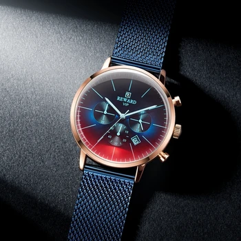 2019 Nova Moda de Cores Brilhantes de Vidro Assistir Homens de alto Luxo da Marca Homens Cronógrafo Relógio de Aço Inoxidável do Esporte Relógio de Homens Assista