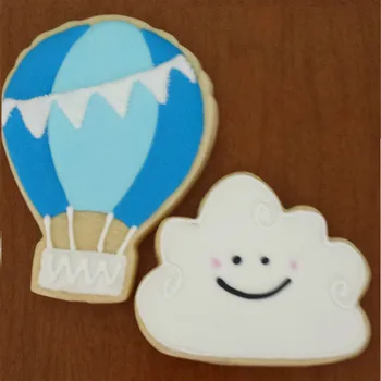KENIAO Viagens aéreas Cortadores de Cookie Definido para Crianças - 3 peças - Avião, Nuvem e Balão de Ar Quente Cortadores de - Aço Inoxidável