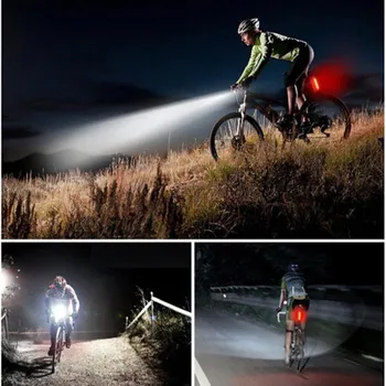 USB Recarregável do DIODO emissor de Bicicleta Bicicleta Bicicleta Farol Dianteiro Luz de Cauda Lâmpada Traseira da Bicicleta faróis + vermelho silicone lanternas traseiras #e
