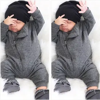 2017 zíper bebê recém-nascido menino de romper do bebê roupas de menina bonito infantil pijamas de inverno primavera quente garoto de manga longa roupas terno