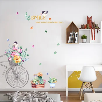 Quartos, sala decorativos, adesivos de parede a parede da sala de adesivos de flores em vaso padrão