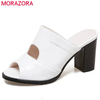 MORAZORA 2020 plus size 47 mulheres sandálias pu sapatos de verão aberto toe salto alto sandálias femininas ocos de vestido de festa de sapatos de mulher