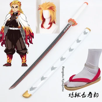 Anime Demon Slayer: Kimetsu não Yaiba Cosplay Rengoku Kyoujurou Espada Sapatos de Homens Traje Kimetsu não Yaiba Cos Trajes de Jogo de Papel