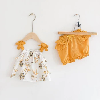 2020 Verão da Criança do Bebê Roupa de Menina Roupas de 2 PCS Menina Roupas de Bebê Tops, Shorts Bebê Bonito Conjunto Casual Crianças Vestuário