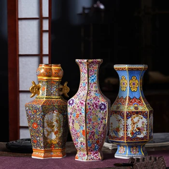 Jingdezhen antigo esmalte da porcelana do vaso de estilo Chinês da Dinastia Qing, Yongzheng Vaso de decoração sala de estar varanda ornamentos