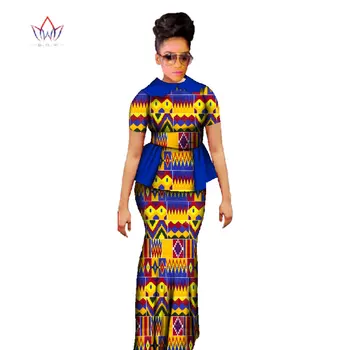 Plus Size-se Dashiki, Africana Cera de Impressão Saia Conjuntos de Roupas Tradicionais para as Mulheres Bazin Riche África de Duas peças de Conjunto de Saia WY397