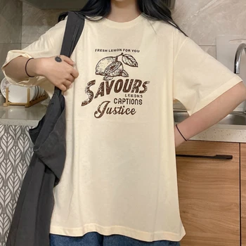 T-shirts Mulheres Estilo coreano de Damasco Roxo Alunos Energético Solto na Moda Casual, Mais o Tamanho do Gráfico Impresso Juventude Topo de Streetwear
