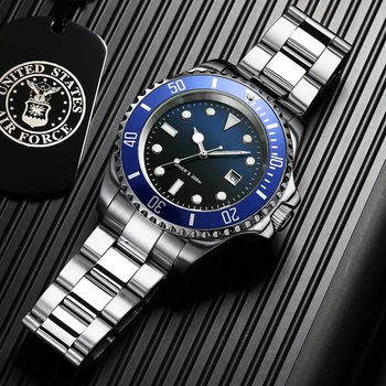 Relógio de mergulho 200m MIYOTA Relógios de Quartzo Homens C3 Super Luminosa Calendário Relógio de Mergulho Moda dos Homens de Aço Inoxidável Relógios