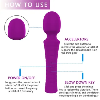 8 Modos de + 5 de Velocidade Ultra Poderoso Grande Vibrador Massager do Corpo AV Vara G-spot Estimulador do Produto do Sexo Brinquedo do Sexo para Mulheres de Carga USB