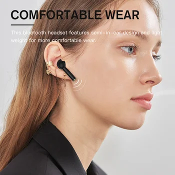 IKF S1 Preto Fones de ouvido sem Fio Bluetooth 5.0 Estéreo de Esportes Semi Impermeável da em-Orelha Fones de ouvido sem Fio com a bateria 650mAh Caixa de Carregamento