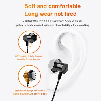 Esportes Fones de ouvido de 3,5 mm Tipo C Fones de ouvido com Fio Com Interruptor Mic Bass Fone de ouvido de Telefone Para Xiaomi Iphone Huawei Fone Fone De Ouvido
