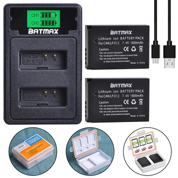 Batmax 2pcs LP-E12 LPE12 Bateria+LCD USB Carregador Dual com o Tipo C Porta para Canon SX70HS EOS M50, EOS M100,100D Beijo X7 Rebel SL1