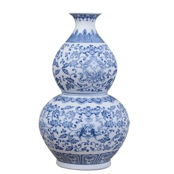 Azul e a Branca da Casca de ovo Jarras de Porcelana de Intertravamento de Flores de Vaso de Cerâmica Artesanal Decoração de Casa Jingdezhen Vasos de Flores