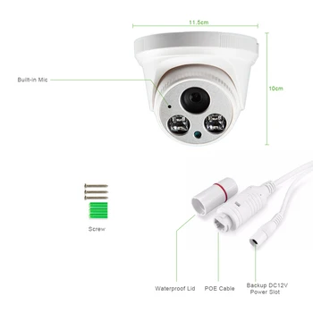 G. Artesão de Áudio 5MP POE Full-HD da Câmera do IP da Abóbada de Visão Noturna Infravermelho CCTV de Vigilância de Vídeo de Segurança P2P Remoto
