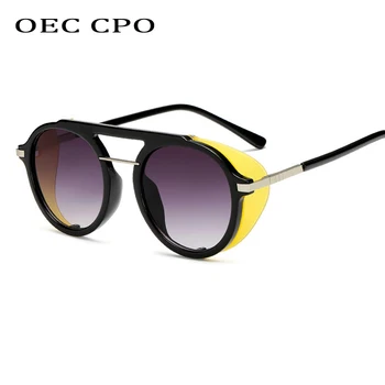 OEC CPO Steampunk Óculos de Homens, Mulheres 2019 Moda Óculos Redondos Mulheres Escudo Vintage, Punk UV400 Óculos O80