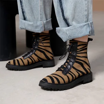 MEMUNIA 2020 superior de qualidade baixa de calcanhar sapatos de senhoras botas de dedo do pé redondo laço de outono inverno de tricô confortável do tornozelo botas de mulheres