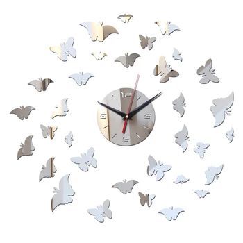 Relógio de parede dos desenhos animados design diy relógios reloj de pared relógio de quartzo de grande decorativos sala de acrílico, adesivos borboleta 3d