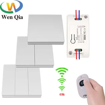 Wenqia 433Mhz interruptor Universal Controle Remoto sem Fio AC 220V 10Amp 1CH RF Relé Receptor Transmissor de LED/Luz/ventilador lâmpada