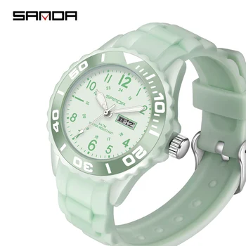 Relógios Para Mulheres De Quartzo Relógios De Pulso Relógio De Senhoras Moda Verde Matcha Flor De Cerejeira-De-Rosa Impermeável Natação Mãos Luminosas