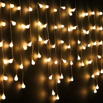 4,6 M LED Ball Luzes de Natal ao ar livre Indoor Garland Cadeia de Fadas Luz de Rua Icicle Cortina de Queda de 0,4-0,6 m Jardim Decoração de Casa