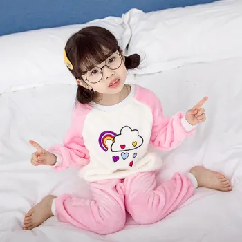 Crianças De Lã Pijama Cartoon Pijamas Terno Para O Bebê Meninos Meninas Rapazes Raparigas Macio Quente Pijama Conjunto De Outono Inverno Para 3 4 5 6 7 Anos Crianças