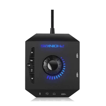 QUENTE-Phoinikas T10 Multi-Switch Hub Usb Adaptador de Áudio Estéreo Externo Cartão de 3,5 Mm Fones de ouvido E para Microfone Preto