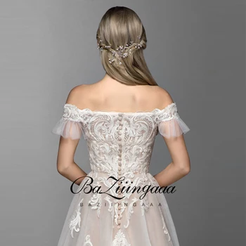 BAZIIINGAAA 2020 Novo Luxo Vestido de Casamento do laço frisado vestido de noiva plus size aceitar feito sob medida